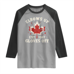 Elbows Up Canada EST 1867 Raglan Shirt Proud Canadian Maple Leaf TS11 Sport Gray Black Print Your Wear
