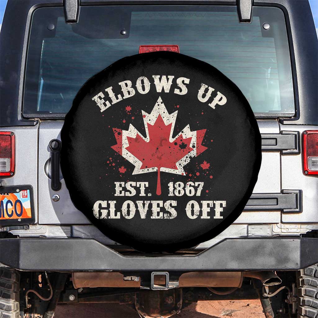 Elbows Up Canada EST 1867 Spare Tire Cover Proud Canadian Maple Leaf TS11 No hole Black Print Your Wear