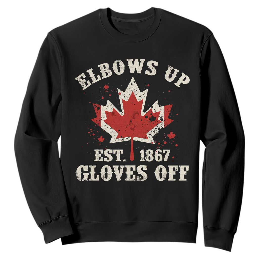 Elbows Up Canada EST 1867 Sweatshirt Proud Canadian Maple Leaf TS11 Black Print Your Wear