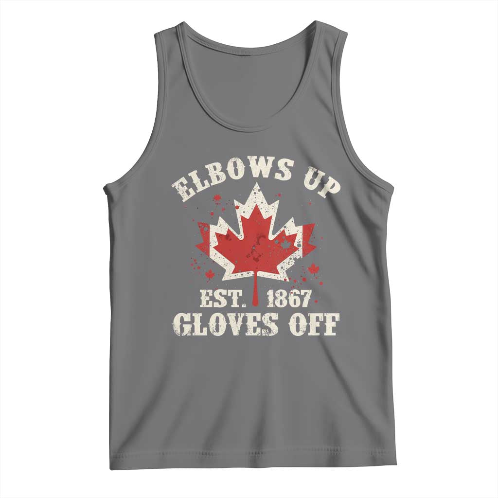 Elbows Up Canada EST 1867 Tank Top Proud Canadian Maple Leaf TS11 Black Heather Print Your Wear
