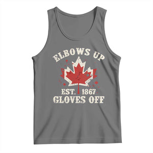 Elbows Up Canada EST 1867 Tank Top Proud Canadian Maple Leaf TS11 Black Heather Print Your Wear