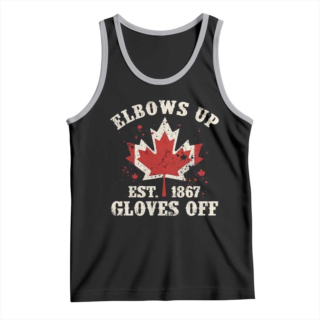 Elbows Up Canada EST 1867 Tank Top Proud Canadian Maple Leaf TS11 Black Athletic Heather Print Your Wear