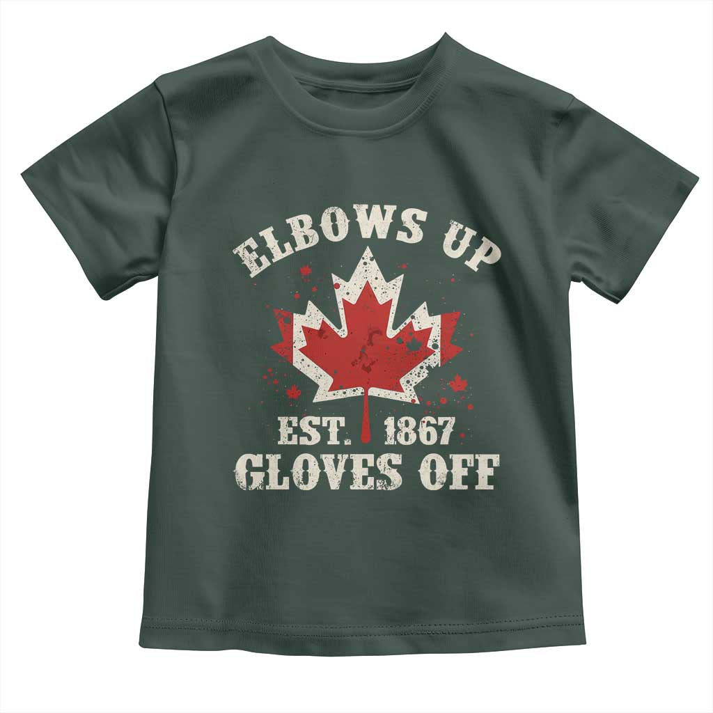Elbows Up Canada EST 1867 Toddler T Shirt Proud Canadian Maple Leaf TS11 Dark Forest Green Print Your Wear