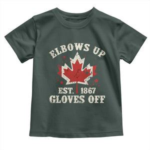 Elbows Up Canada EST 1867 Toddler T Shirt Proud Canadian Maple Leaf TS11 Dark Forest Green Print Your Wear