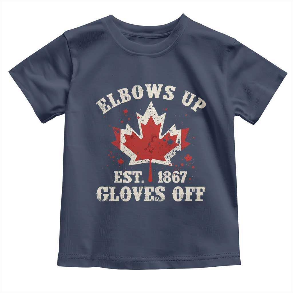Elbows Up Canada EST 1867 Toddler T Shirt Proud Canadian Maple Leaf TS11 Navy Print Your Wear