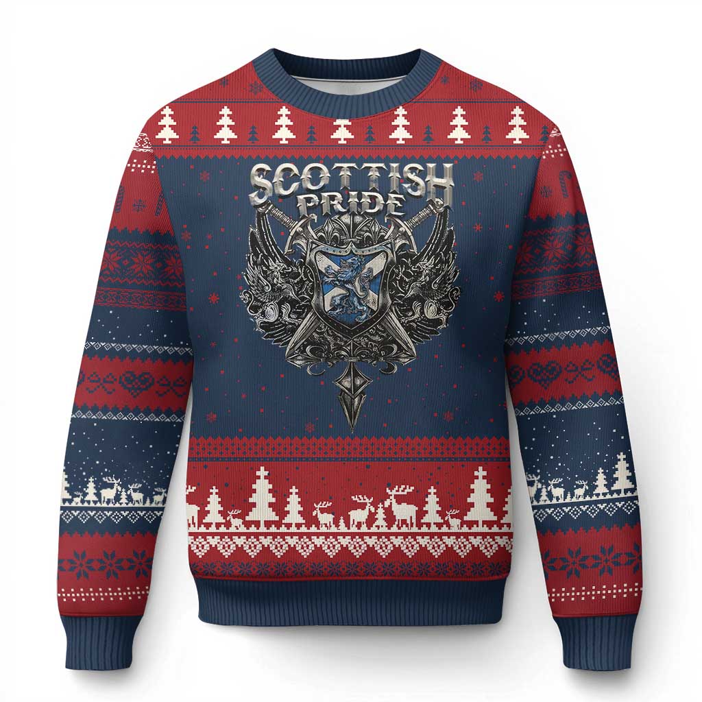 Scottish Pride Celtic Scotland Lion Rampant Ugly Christmas Sweater TS11 Navy Red Print Your Wear