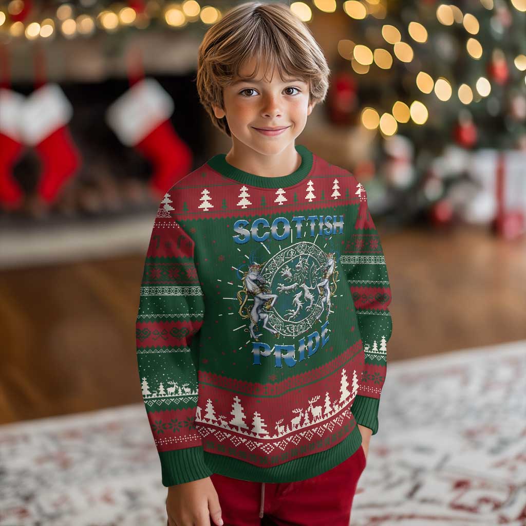 Scottish Pride Ugly Christmas Sweater Lion Rampant Unicorns Scottish Flag TS11 Christmas Print Your Wear