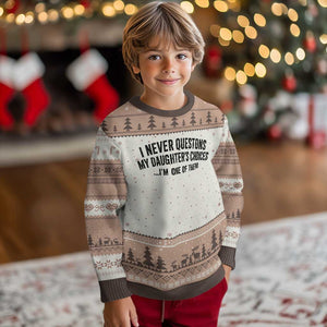 Girl Dad Humor Ugly Christmas Sweater Funny I Never Questions My Daughters Choices I Am One Of Them TS11 Mocha Mousse Print Your Wear