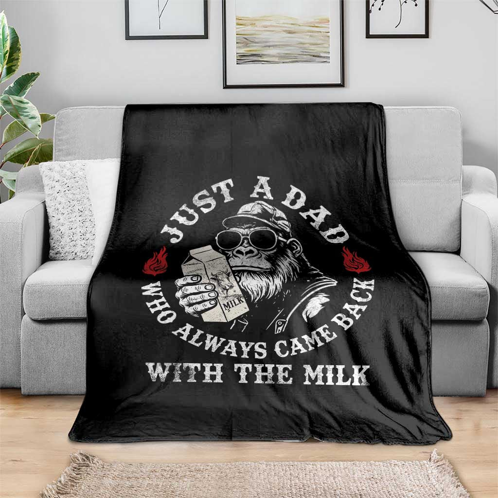 Just A Dad Who Always Came Back With The Milk Funny Bigfoot Father's Day Throw Blanket TS11 Print Your Wear