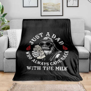 Just A Dad Who Always Came Back With The Milk Funny Bigfoot Father's Day Throw Blanket TS11 Print Your Wear