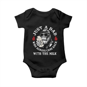 Just A Dad Who Always Came Back With The Milk Funny Bigfoot Father's Day Baby Onesie TS11 Black Print Your Wear