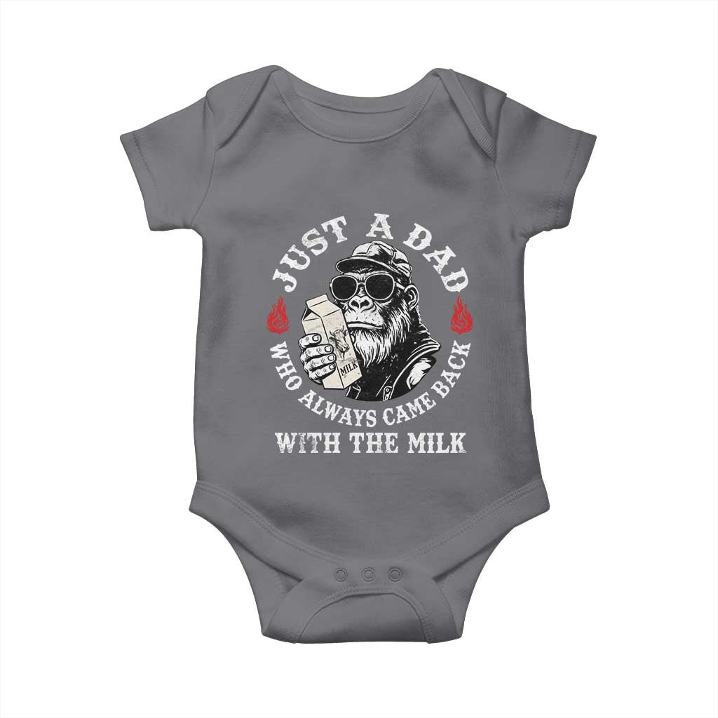 Just A Dad Who Always Came Back With The Milk Funny Bigfoot Father's Day Baby Onesie TS11 Charcoal Print Your Wear