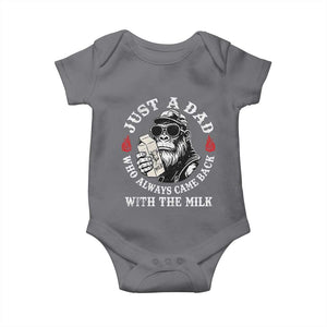 Just A Dad Who Always Came Back With The Milk Funny Bigfoot Father's Day Baby Onesie TS11 Charcoal Print Your Wear