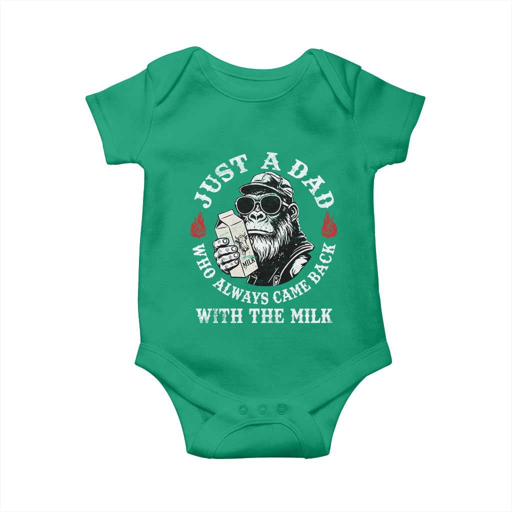 Just A Dad Who Always Came Back With The Milk Funny Bigfoot Father's Day Baby Onesie TS11 Irish Green Print Your Wear