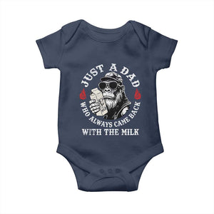 Just A Dad Who Always Came Back With The Milk Funny Bigfoot Father's Day Baby Onesie TS11 Navy Print Your Wear