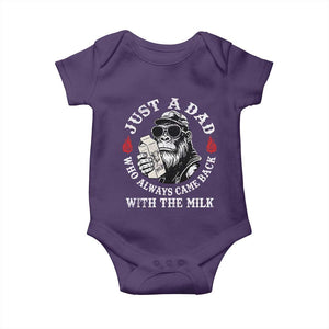 Just A Dad Who Always Came Back With The Milk Funny Bigfoot Father's Day Baby Onesie TS11 Purple Print Your Wear