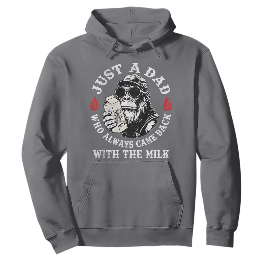 Just A Dad Who Always Came Back With The Milk Funny Bigfoot Father's Day Hoodie TS11 Charcoal Print Your Wear