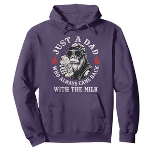Just A Dad Who Always Came Back With The Milk Funny Bigfoot Father's Day Hoodie TS11 Purple Print Your Wear