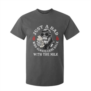 Just A Dad Who Always Came Back With The Milk Funny Bigfoot Father's Day T Shirt For Kid TS11 Dark Heather Print Your Wear