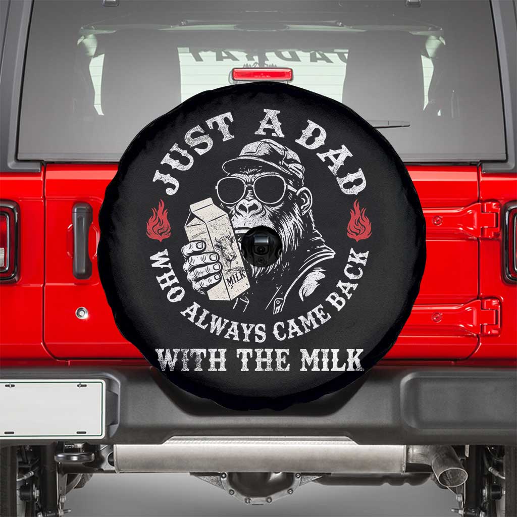 Just A Dad Who Always Came Back With The Milk Funny Bigfoot Father's Day Spare Tire Cover TS11 Black Print Your Wear