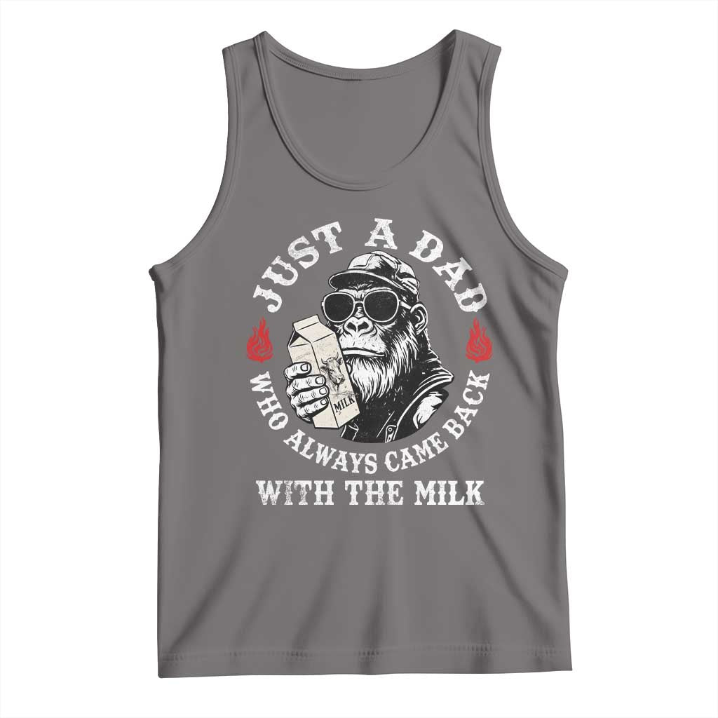 Just A Dad Who Always Came Back With The Milk Funny Bigfoot Father's Day Tank Top TS11 Deep Heather Print Your Wear