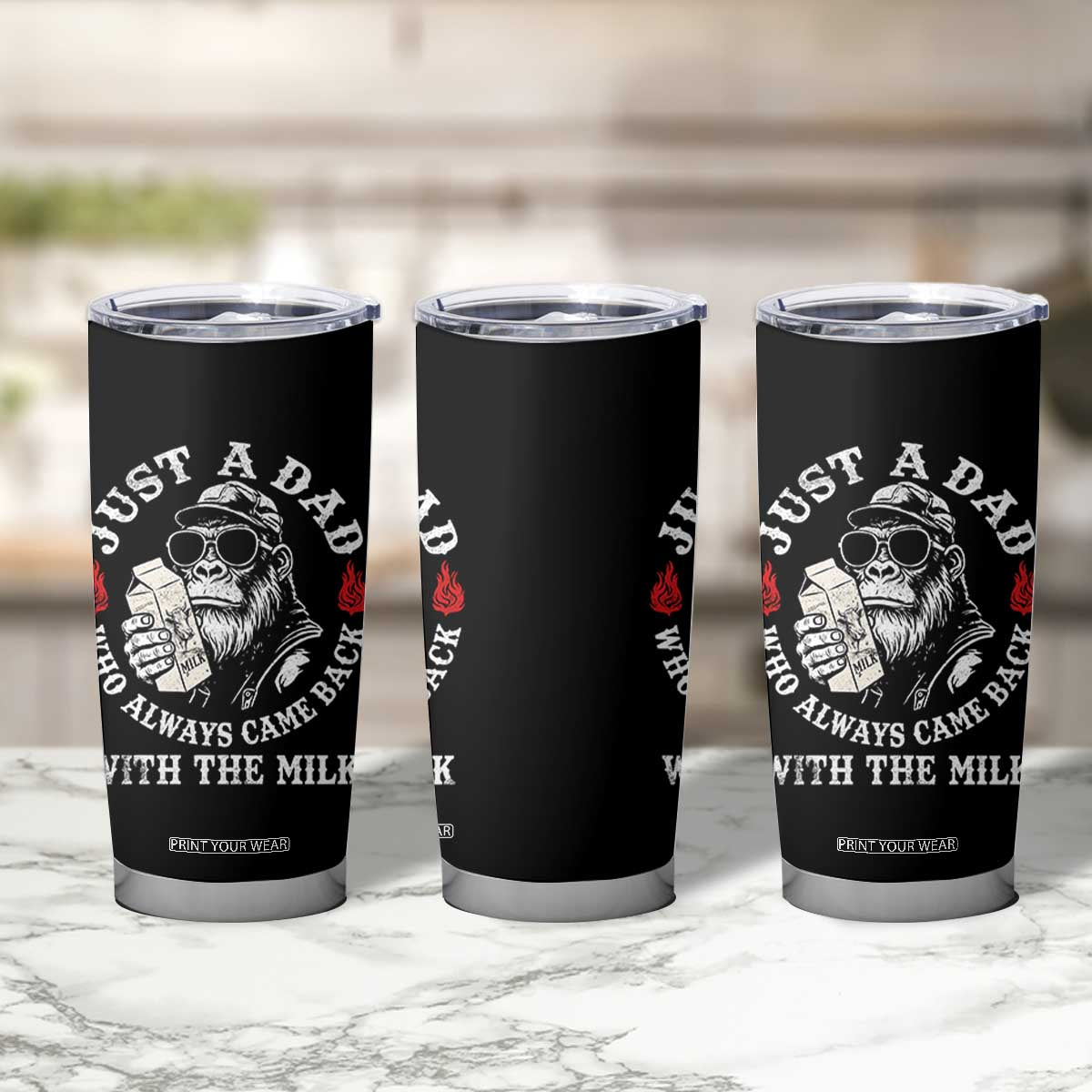 Just A Dad Who Always Came Back With The Milk Funny Bigfoot Father's Day Tumbler Cup TS11 Print Your Wear