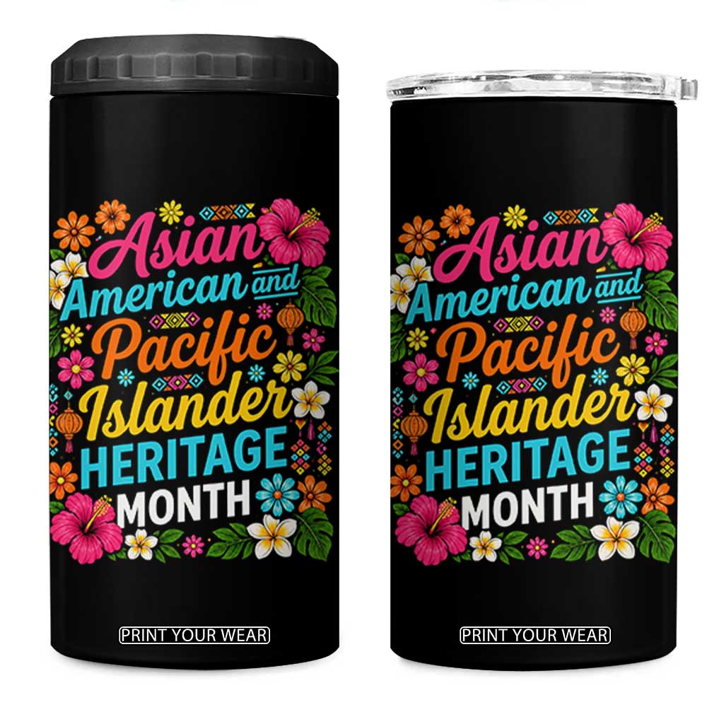 AAPI Asian American and Pacific Islander Heritage Month 4 in 1 Can Cooler Tumbler TS11 One Size: 16 oz Black Print Your Wear