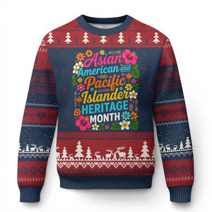 AAPI Asian American and Pacific Islander Heritage Month Ugly Christmas Sweater TS11 Navy Red Print Your Wear
