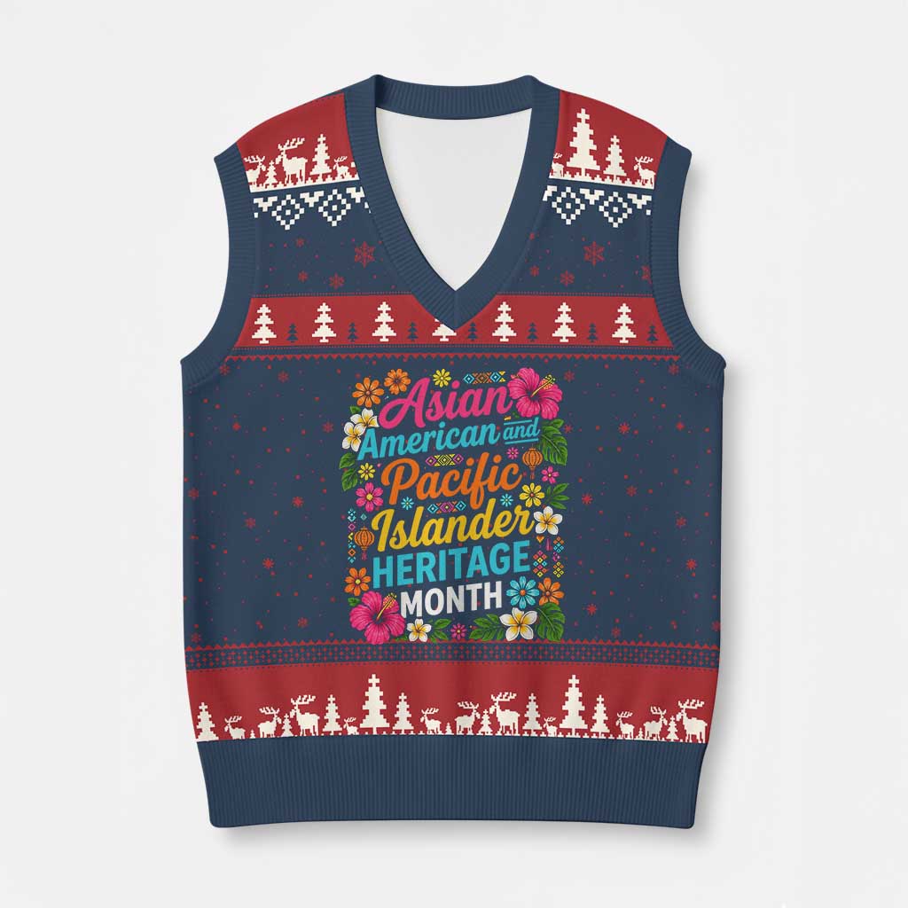 AAPI Asian American and Pacific Islander Heritage Month V-Neck Knit Sweater Vest TS11 Navy Red Print Your Wear