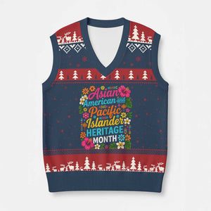 AAPI Asian American and Pacific Islander Heritage Month V-Neck Knit Sweater Vest TS11 Navy Red Print Your Wear