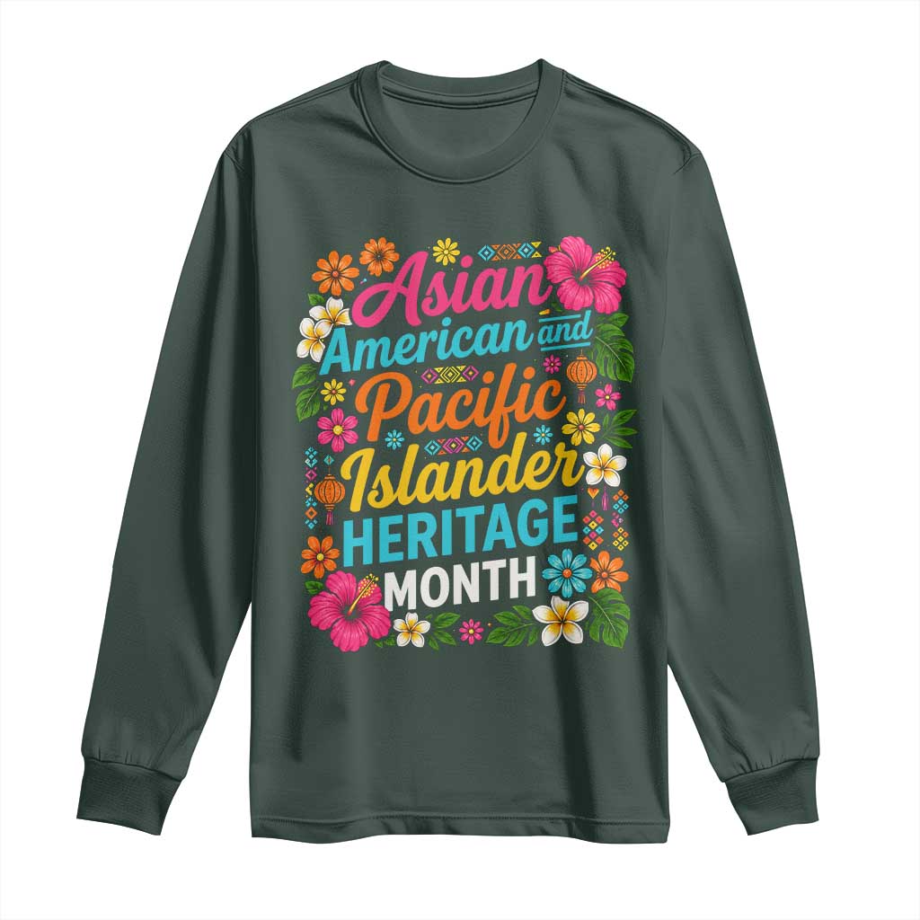 AAPI Asian American and Pacific Islander Heritage Month Long Sleeve Shirt TS11 Dark Forest Green Print Your Wear