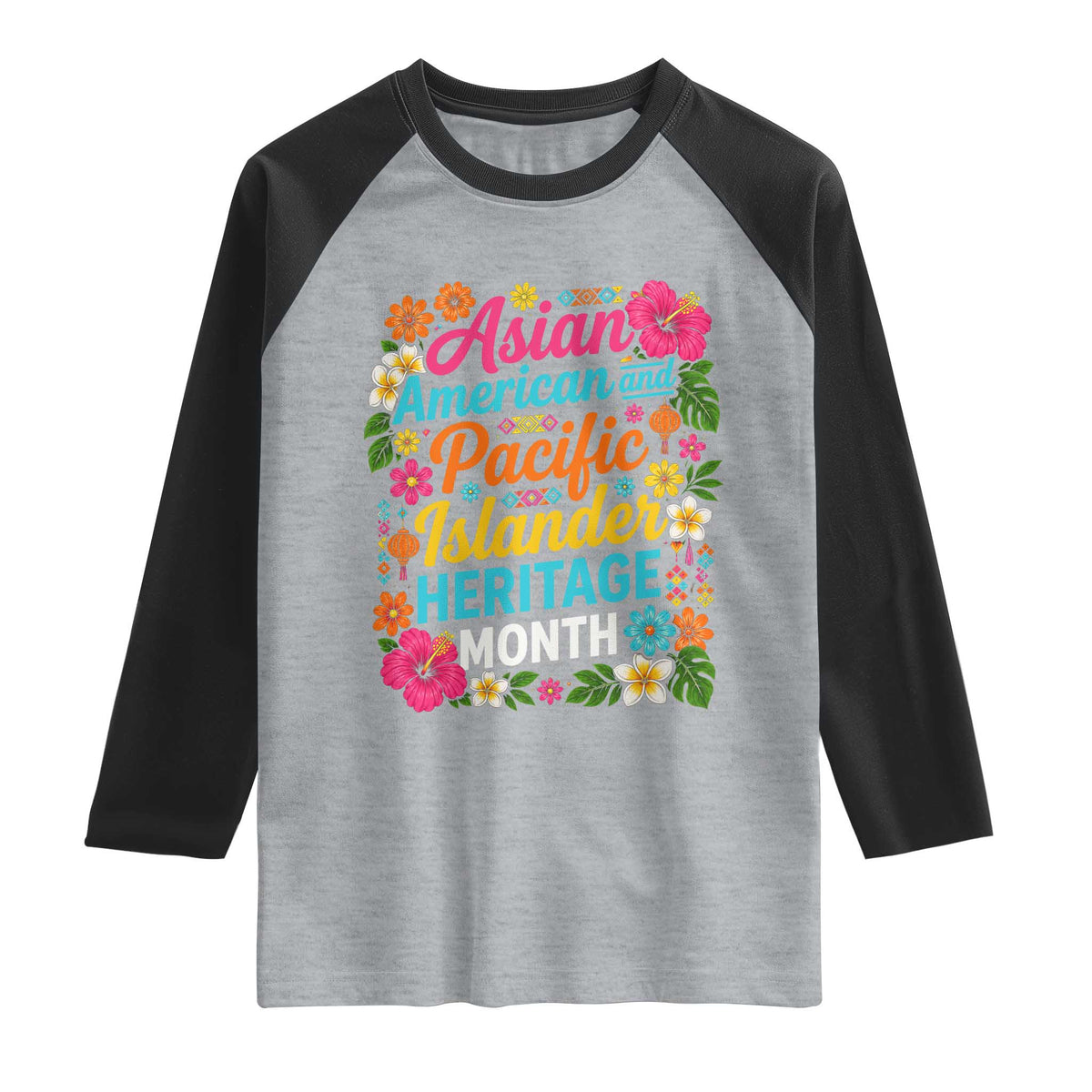 AAPI Asian American and Pacific Islander Heritage Month Raglan Shirt TS11 Heather Gray Black Print Your Wear