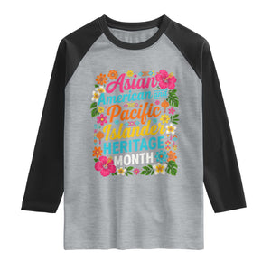 AAPI Asian American and Pacific Islander Heritage Month Raglan Shirt TS11 Heather Gray Black Print Your Wear