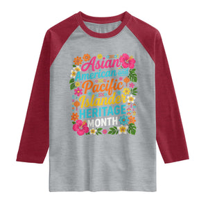 AAPI Asian American and Pacific Islander Heritage Month Raglan Shirt TS11 Heather Gray Heather Red Print Your Wear