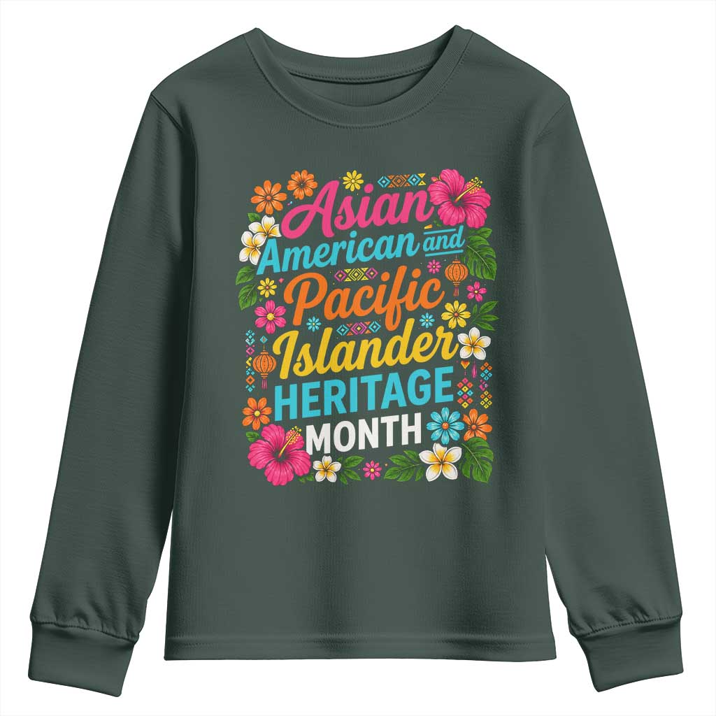 AAPI Asian American and Pacific Islander Heritage Month Youth Sweatshirt TS11 Dark Forest Green Print Your Wear