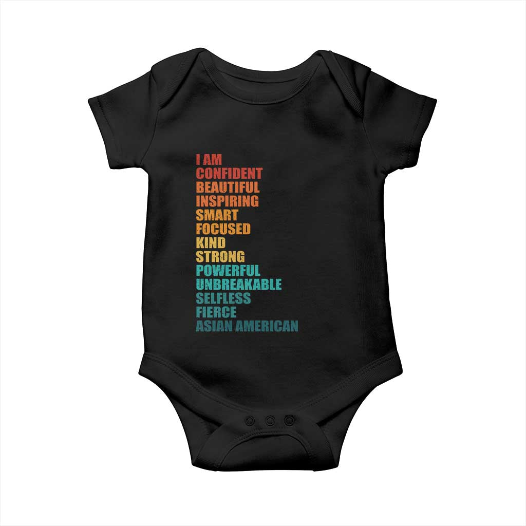 I Am Confident Beautiful Inspiring Asian American Baby Onesie AAPI Heritage Month TS11 Black Print Your Wear