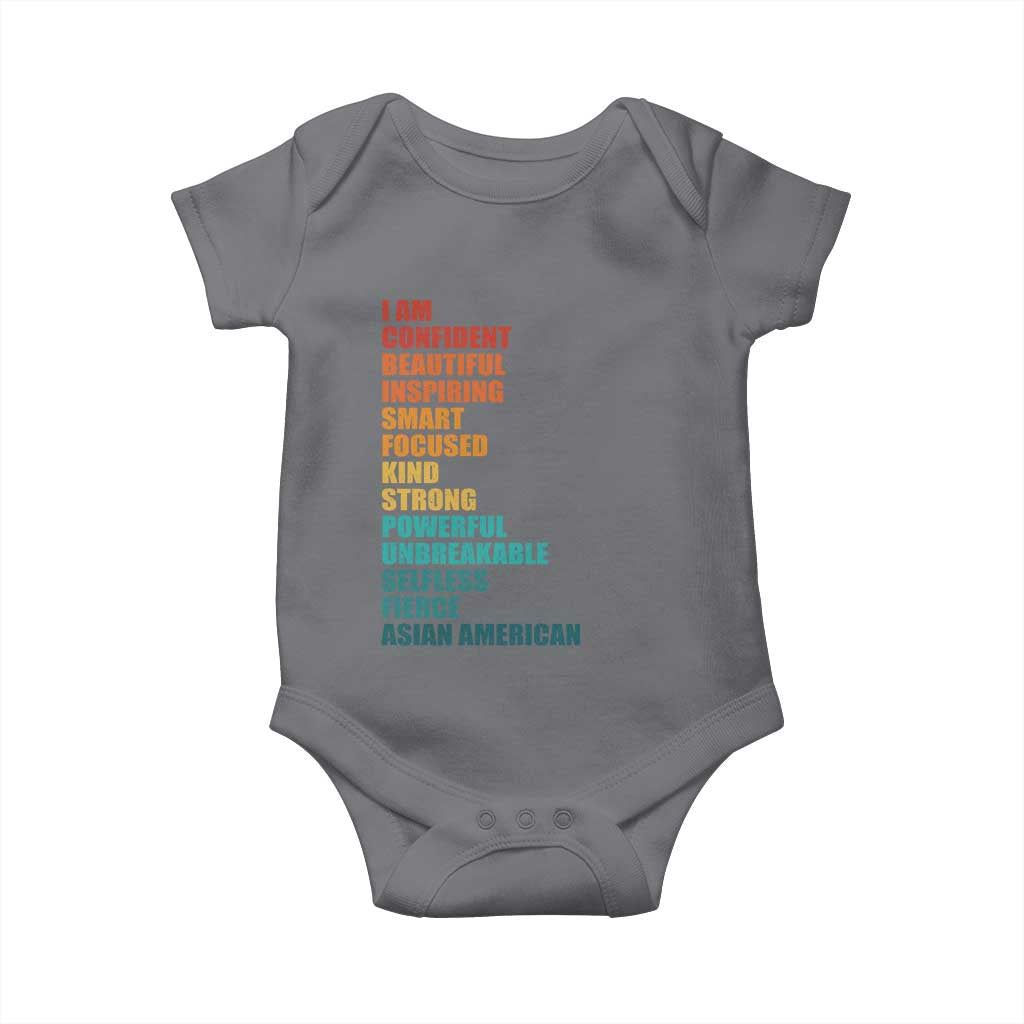 I Am Confident Beautiful Inspiring Asian American Baby Onesie AAPI Heritage Month TS11 Charcoal Print Your Wear