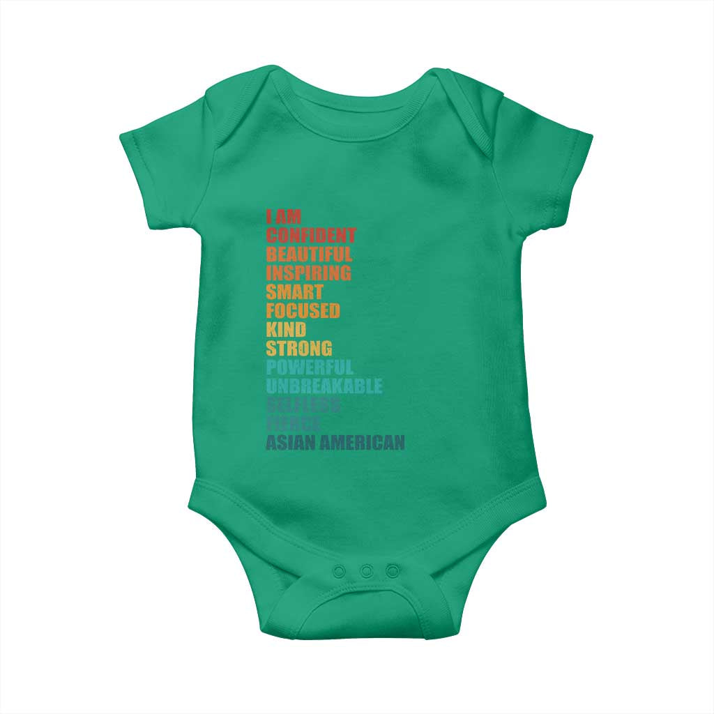 I Am Confident Beautiful Inspiring Asian American Baby Onesie AAPI Heritage Month TS11 Irish Green Print Your Wear