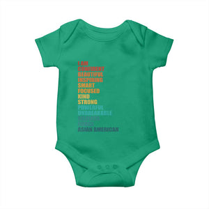 I Am Confident Beautiful Inspiring Asian American Baby Onesie AAPI Heritage Month TS11 Irish Green Print Your Wear