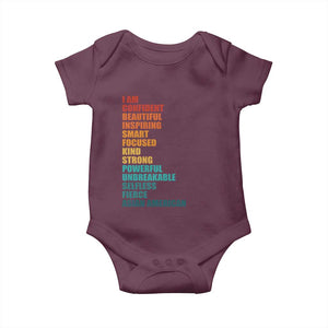 I Am Confident Beautiful Inspiring Asian American Baby Onesie AAPI Heritage Month TS11 Maroon Print Your Wear