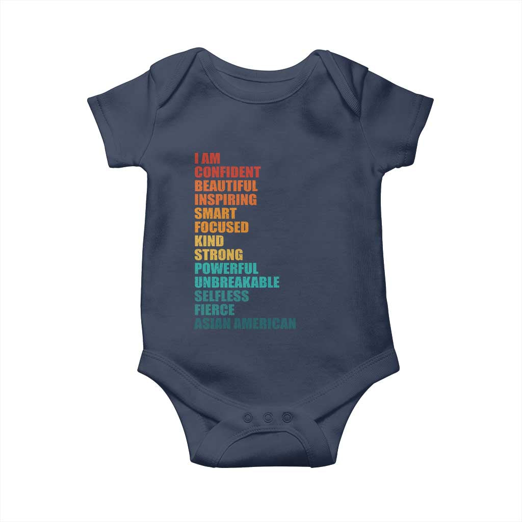 I Am Confident Beautiful Inspiring Asian American Baby Onesie AAPI Heritage Month TS11 Navy Print Your Wear