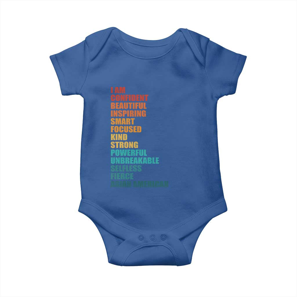 I Am Confident Beautiful Inspiring Asian American Baby Onesie AAPI Heritage Month TS11 Royal Blue Print Your Wear