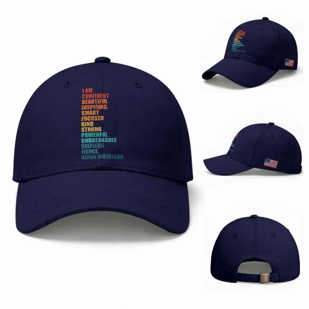 I Am Confident Beautiful Inspiring Asian American Baseball Cap AAPI Heritage Month TS11 Baseball Cap Universal Fit Dark Blue Print Your Wear
