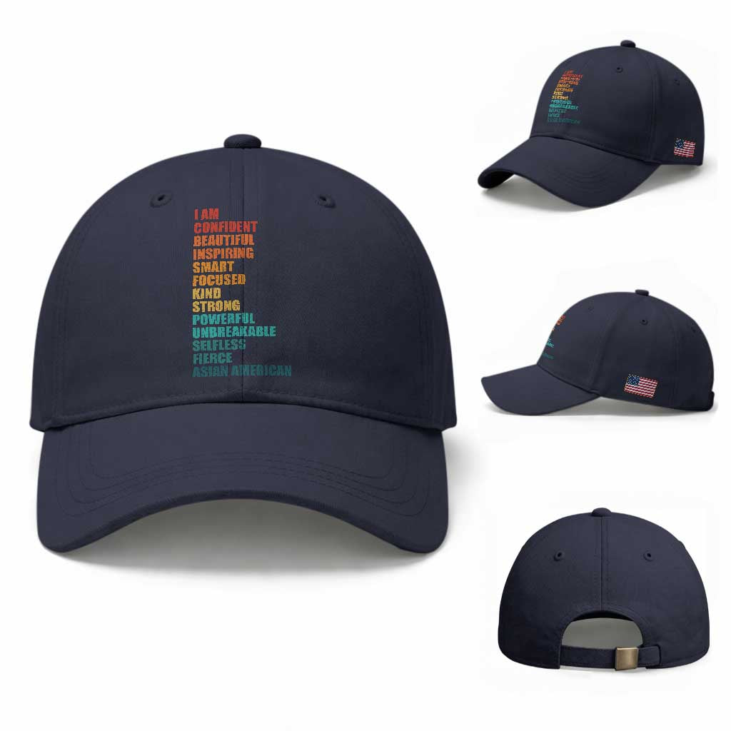 I Am Confident Beautiful Inspiring Asian American Baseball Cap AAPI Heritage Month TS11 Baseball Cap Universal Fit Navy Print Your Wear