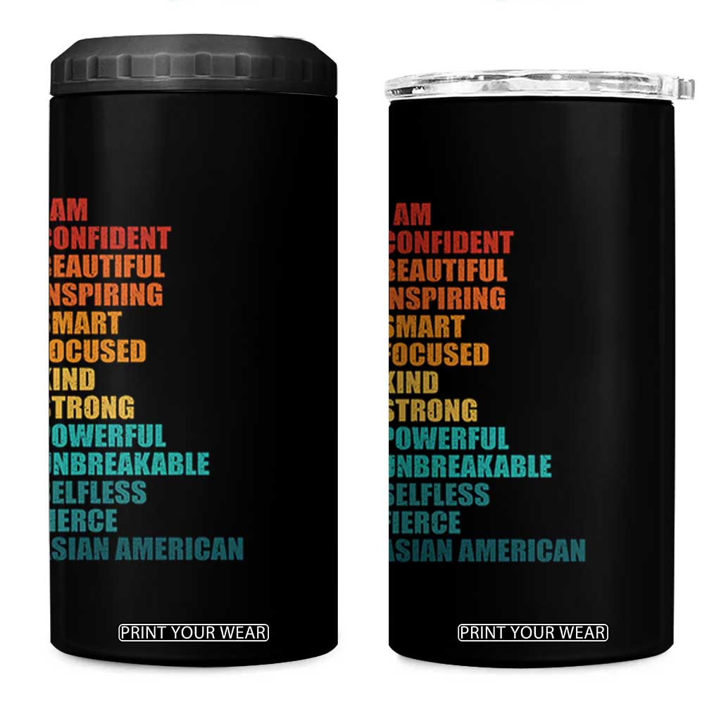 I Am Confident Beautiful Inspiring Asian American 4 in 1 Can Cooler Tumbler AAPI Heritage Month TS11 One Size: 16 oz Black Print Your Wear