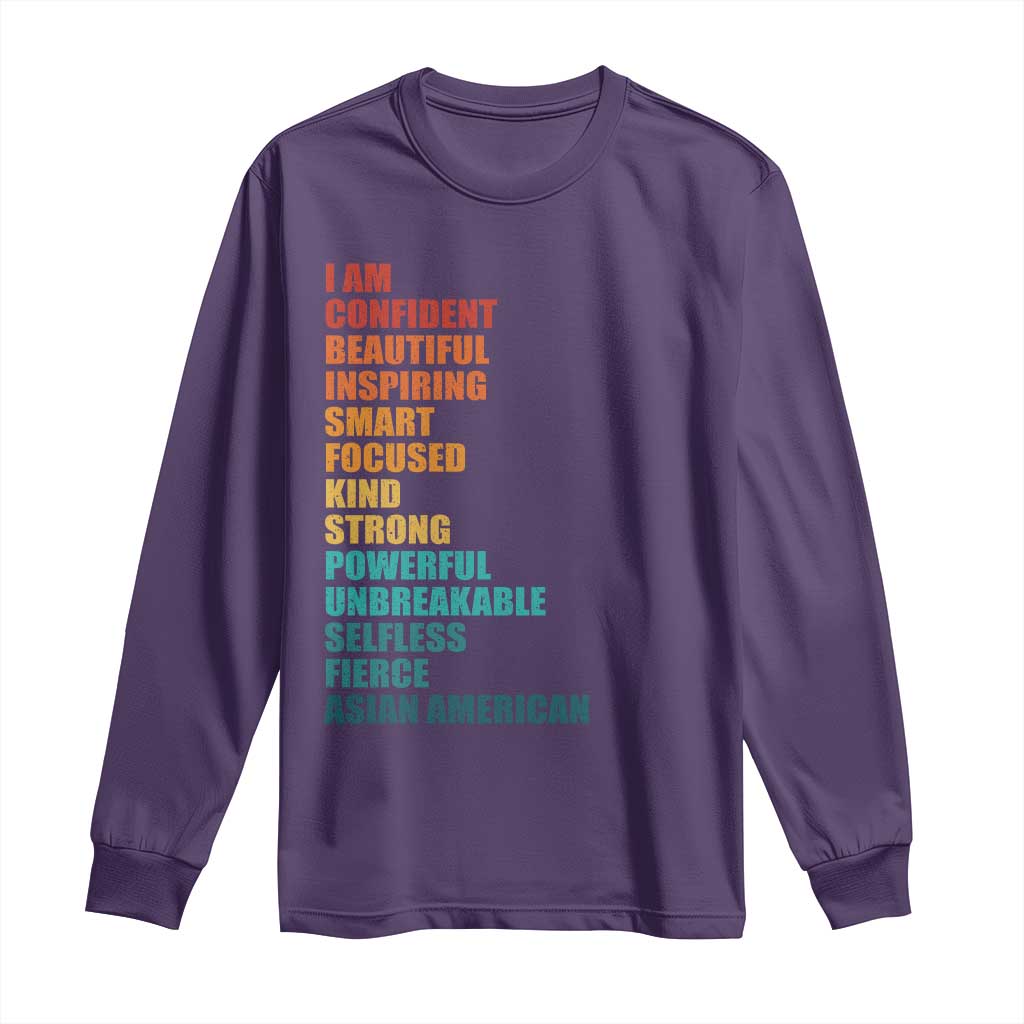 I Am Confident Beautiful Inspiring Asian American Long Sleeve Shirt AAPI Heritage Month TS11 Purple Print Your Wear
