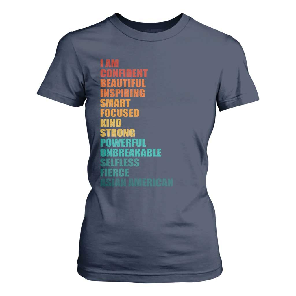 I Am Confident Beautiful Inspiring Asian American T Shirt For Women AAPI Heritage Month TS11 Navy Print Your Wear