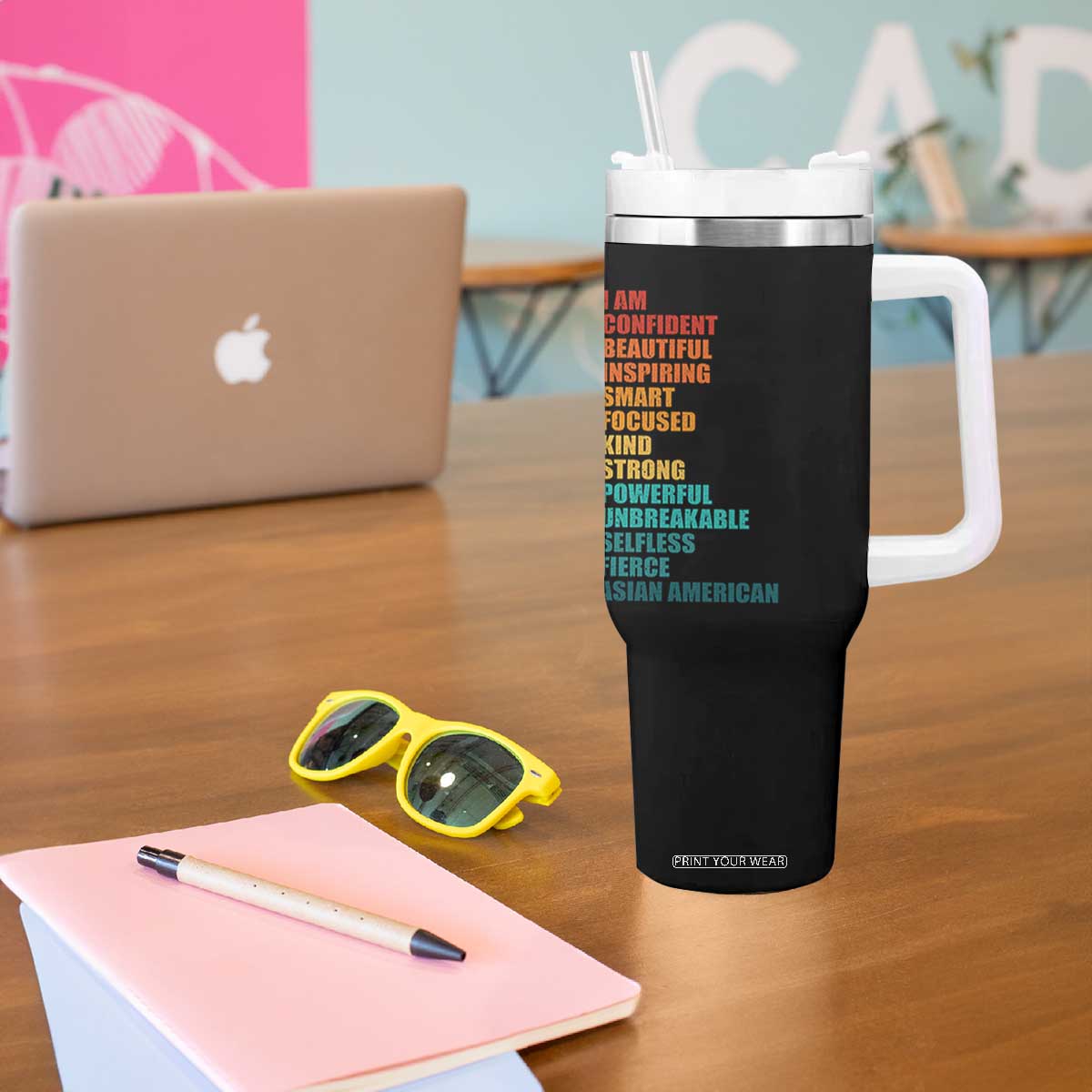 I Am Confident Beautiful Inspiring Asian American Tumbler With Handle AAPI Heritage Month TS11 Print Your Wear