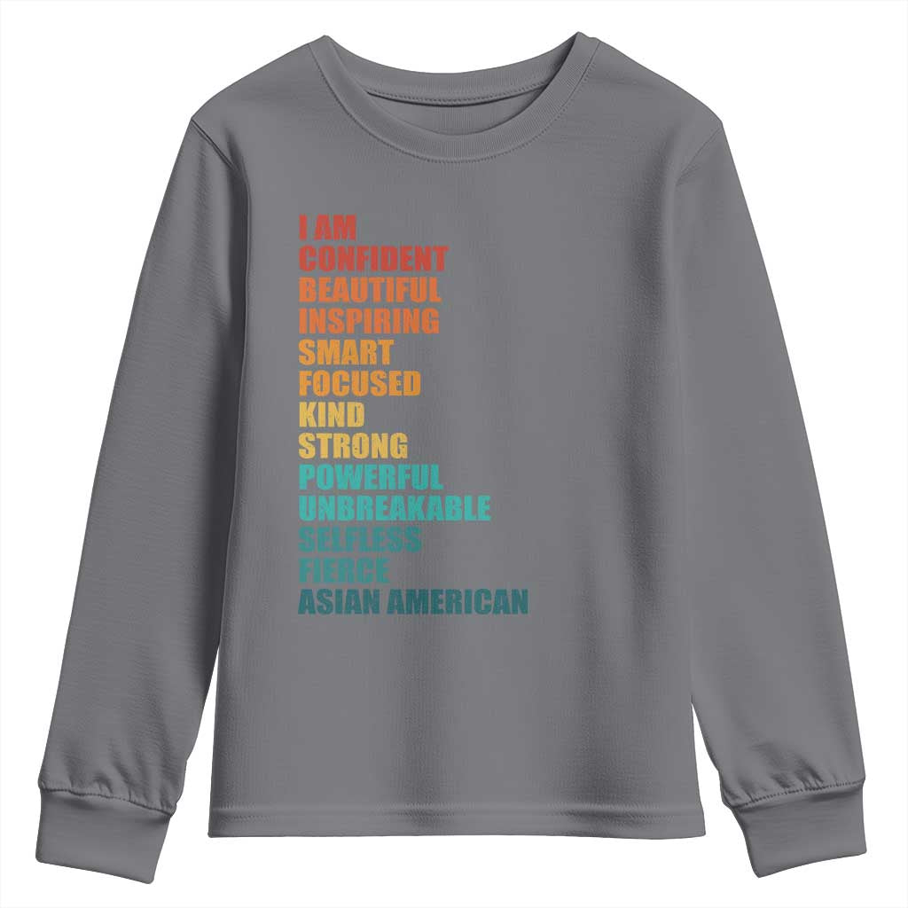 I Am Confident Beautiful Inspiring Asian American Youth Sweatshirt AAPI Heritage Month TS11 Charcoal Print Your Wear