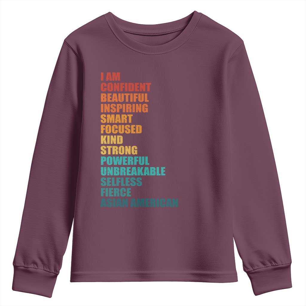 I Am Confident Beautiful Inspiring Asian American Youth Sweatshirt AAPI Heritage Month TS11 Maroon Print Your Wear